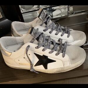 Golden Goose Limited Edition White and Black Star Sneakers